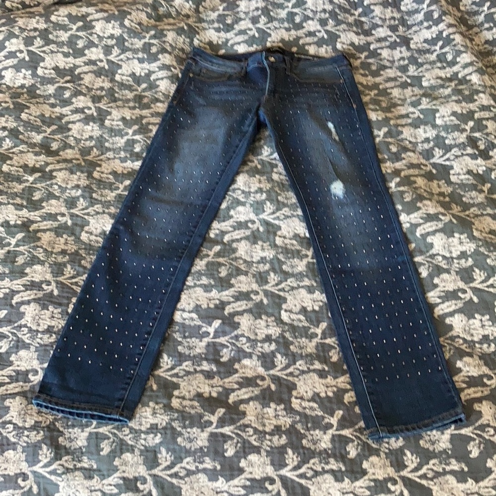 BEBE" HEARTBREAKER Rhinestones  Bling Skinny